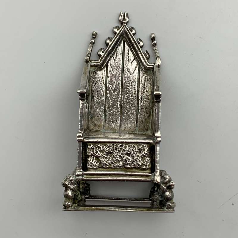 Antique Solid Silver Miniature `Coronation` Throne (1910)