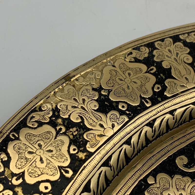 Early Middle Eastern Brass & Enamel Tray/Plate