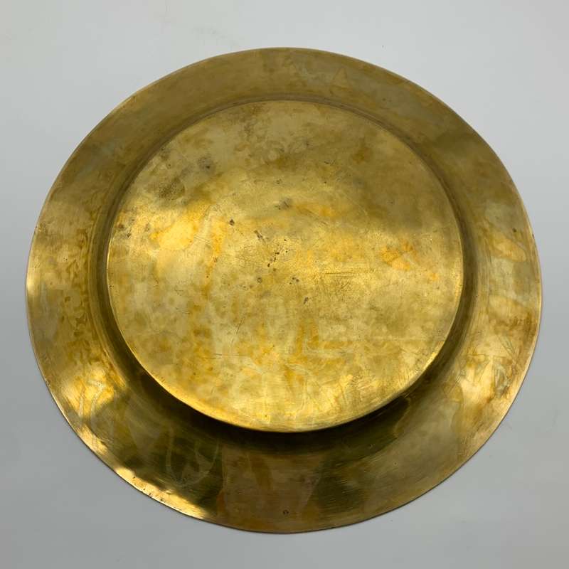 Early Middle Eastern Brass & Enamel Tray/Plate