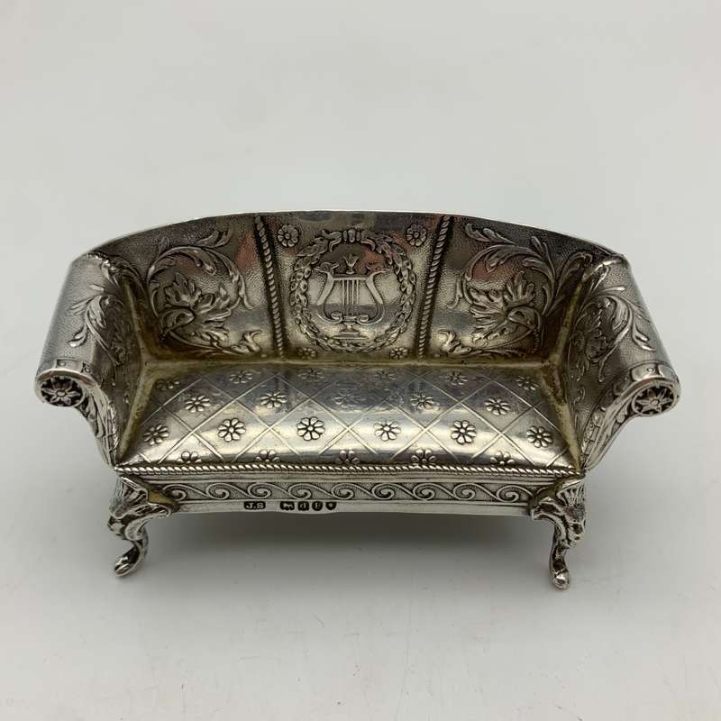 Victorian Silver `Dollhouse` Miniature Sofa (1899)