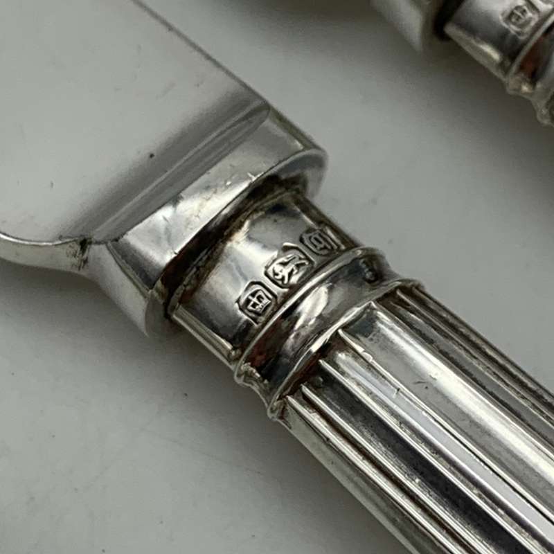 Six Antique Sterling Silver Fruit Knives (1908)