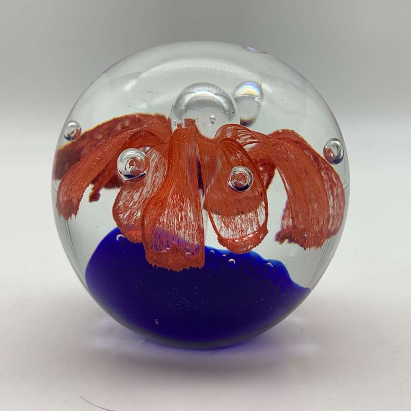 Vintage Art Glass `Flower` Paperweight