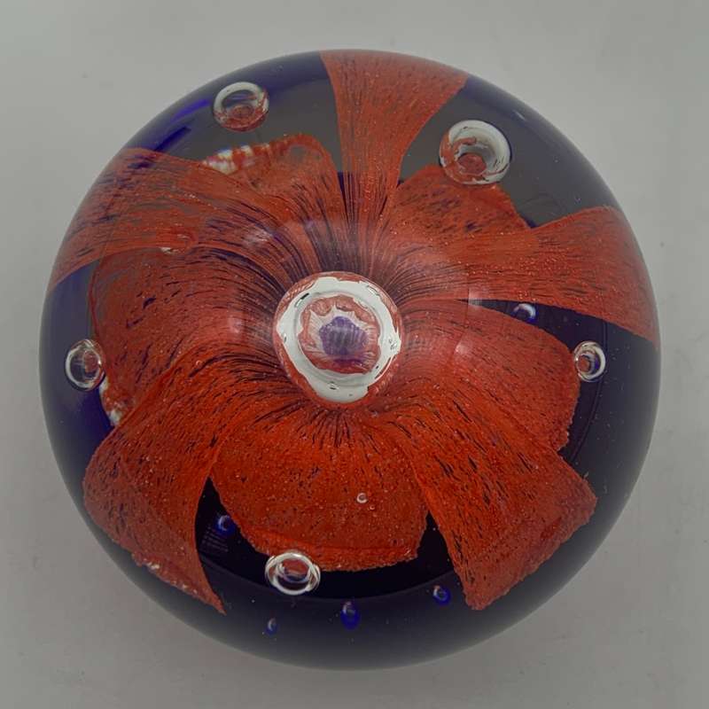 Vintage Art Glass `Flower` Paperweight