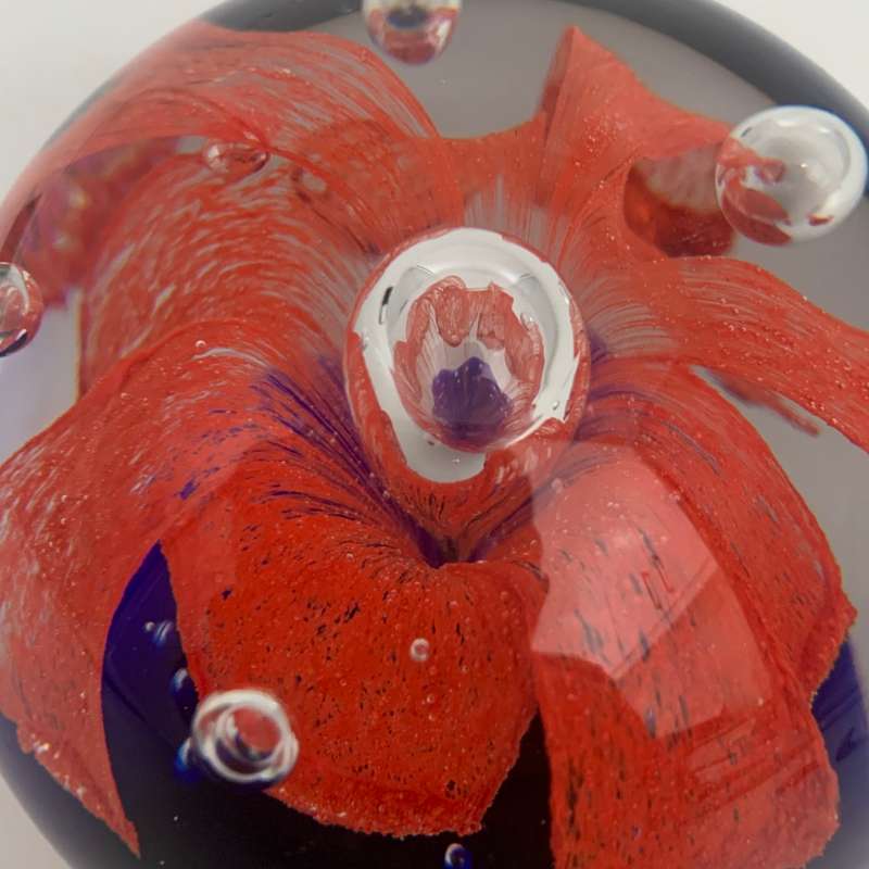 Vintage Art Glass `Flower` Paperweight