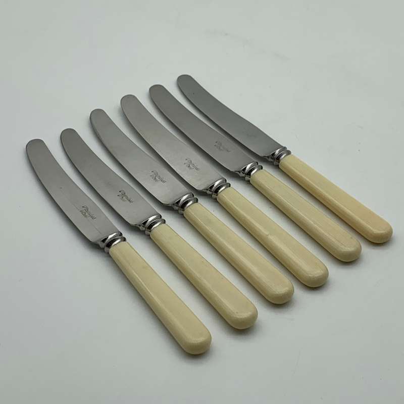 Vintage Set of Bone Handle Butter Knives (6)