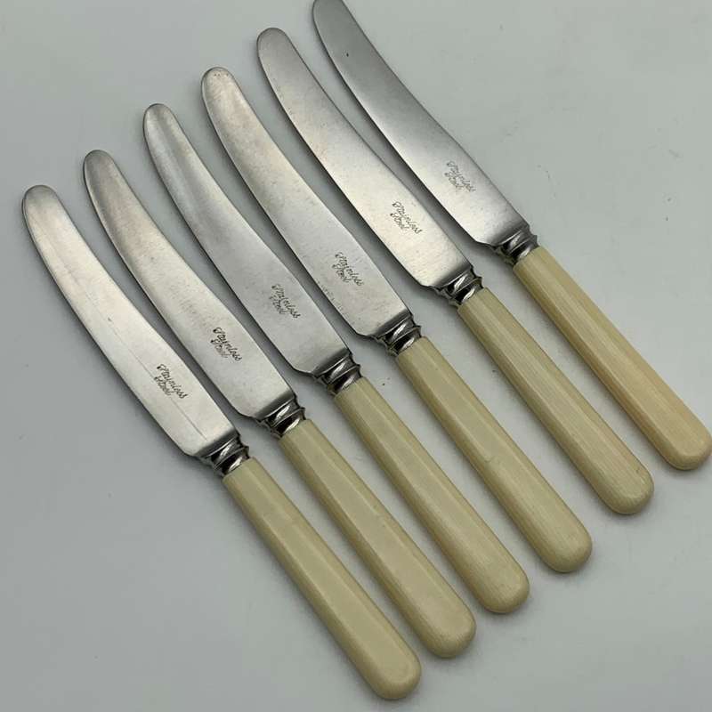 Vintage Set of Bone Handle Butter Knives (6)