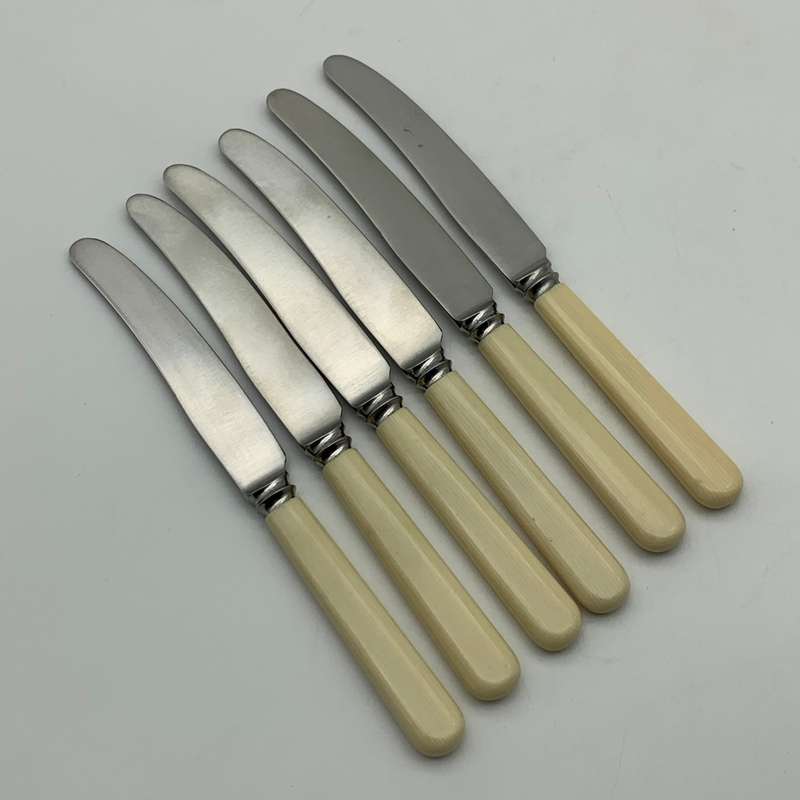Vintage Set of Bone Handle Butter Knives (6)