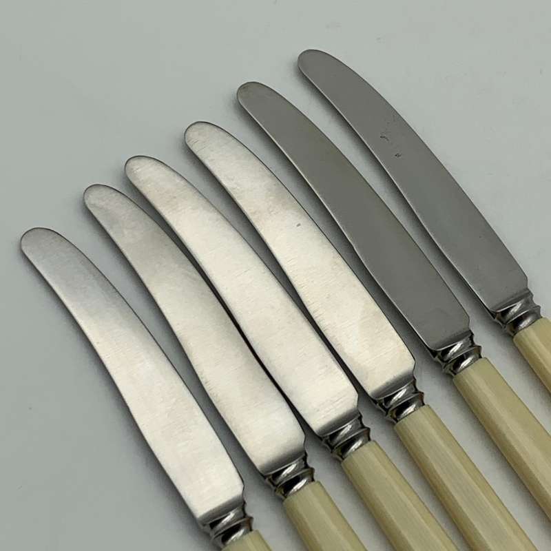 Vintage Set of Bone Handle Butter Knives (6)