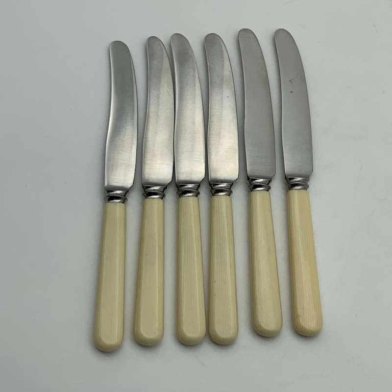 Vintage Set of Bone Handle Butter Knives (6)
