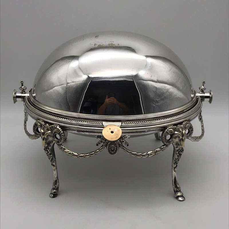 Antique `Roll-Top` Breakfast Dish/Warmer