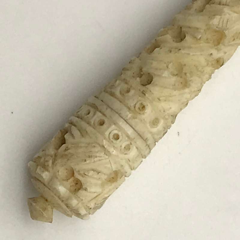 Antique Chinese Carved Bone Needle Case