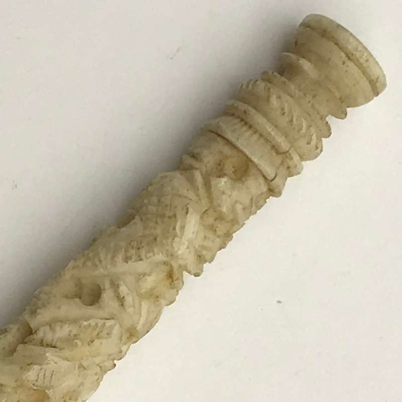 Antique Chinese Carved Bone Needle Case