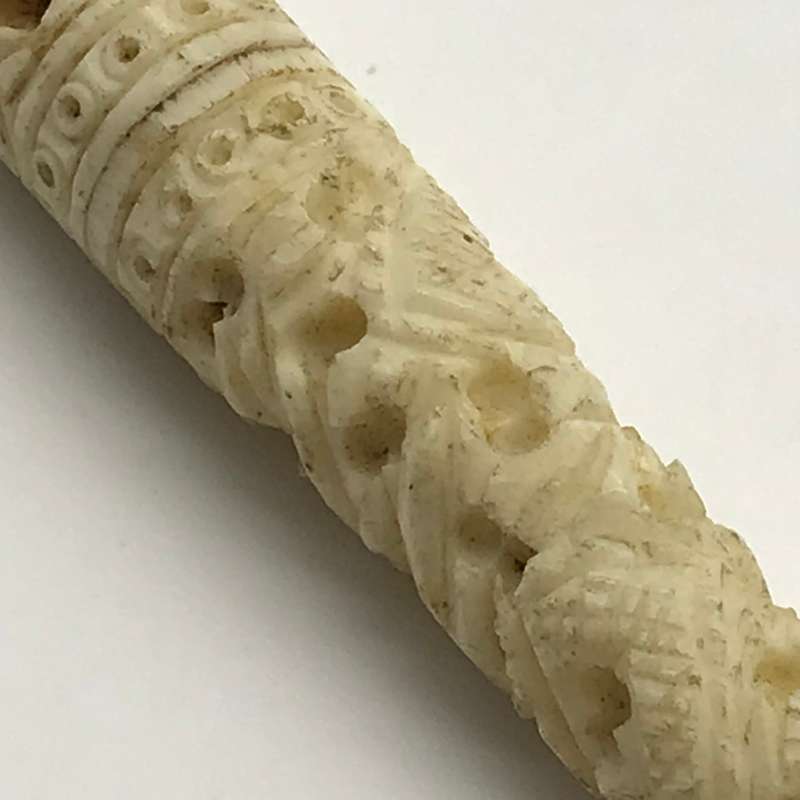 Antique Chinese Carved Bone Needle Case