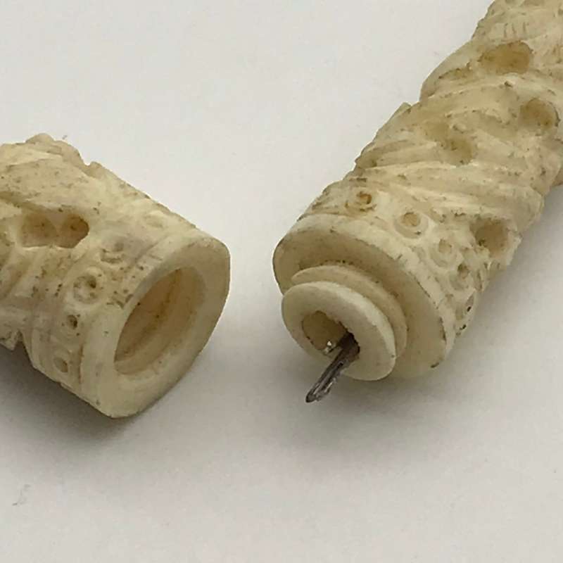 Antique Chinese Carved Bone Needle Case