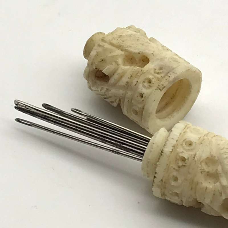 Antique Chinese Carved Bone Needle Case