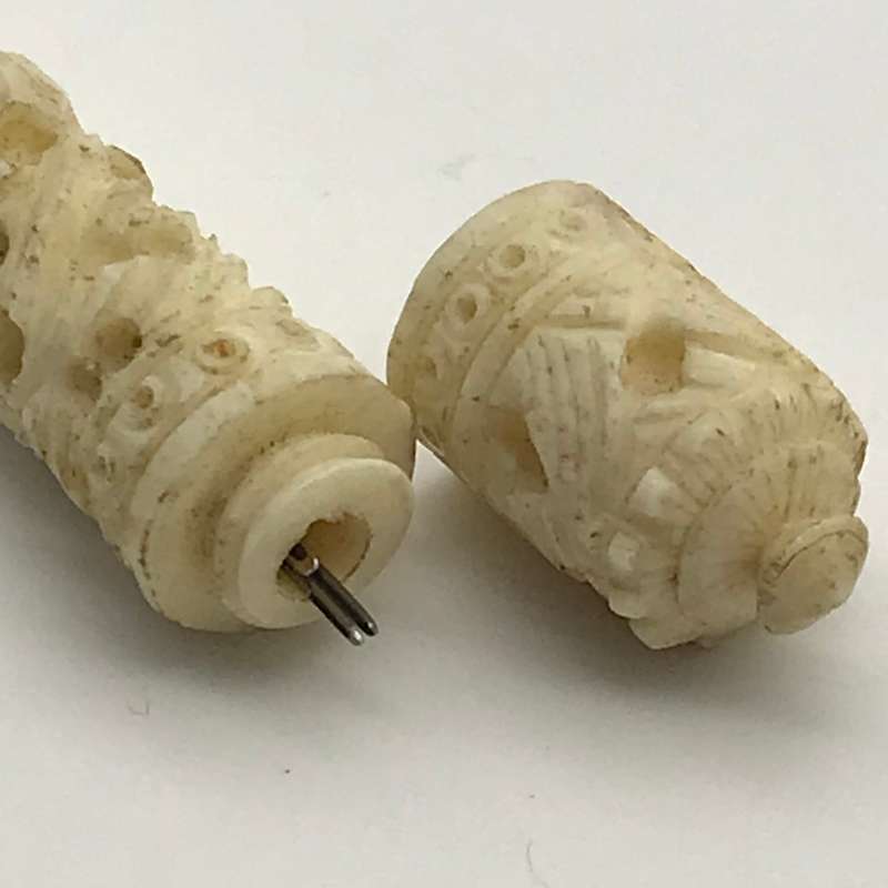 Antique Chinese Carved Bone Needle Case