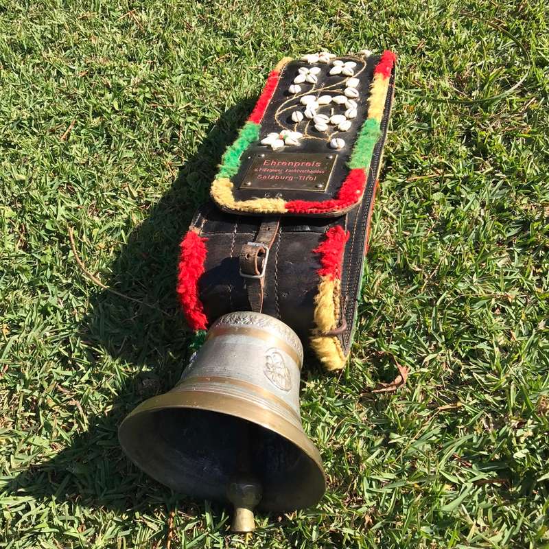 Very Large Austrian Bronze Cowbell & Leather Strap