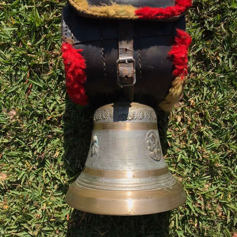 Very Large Austrian Bronze Cowbell & Leather Strap