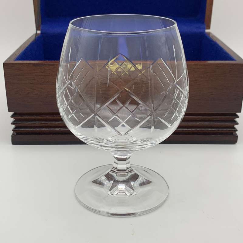 Pair Crystal 'Brandy Balloon' Glasses (Wooden Cased)