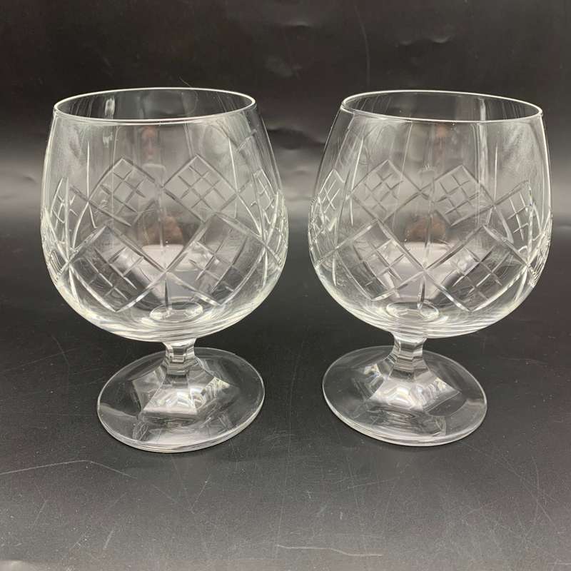 Pair Crystal 'Brandy Balloon' Glasses (Wooden Cased)