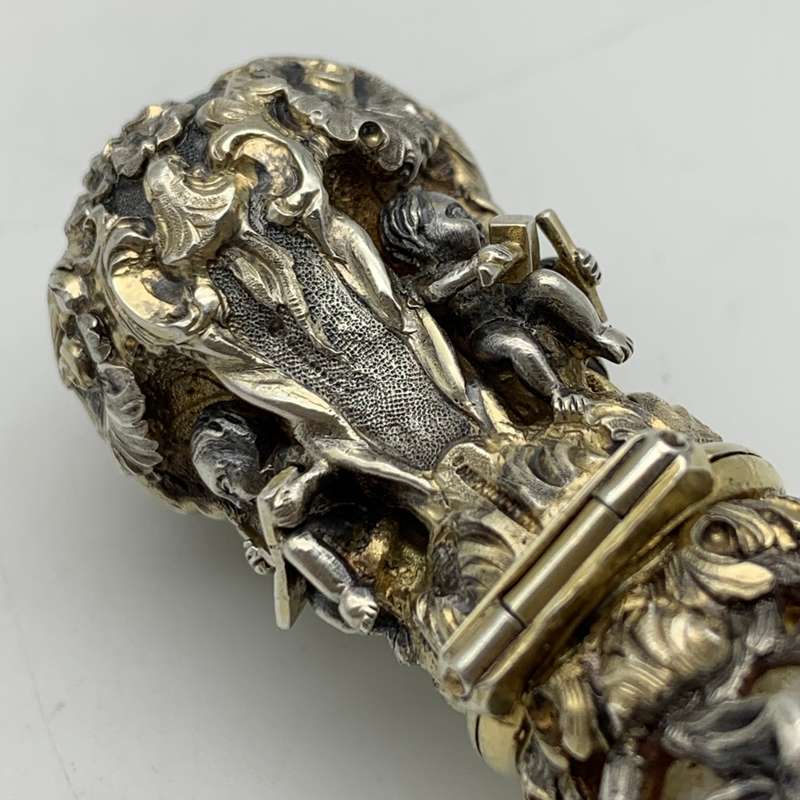 Rare French 'Froment Meurice' Silver & Crystal Antique Scent Bottle (C.1870)
