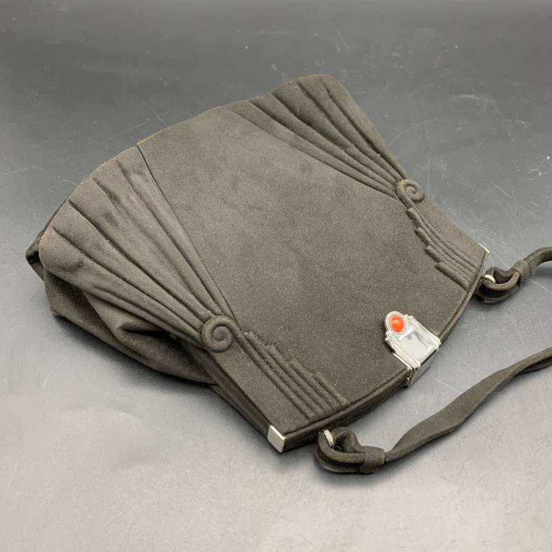 French 'Art Deco' Evening Bag with Silver Enamelled Clasp
