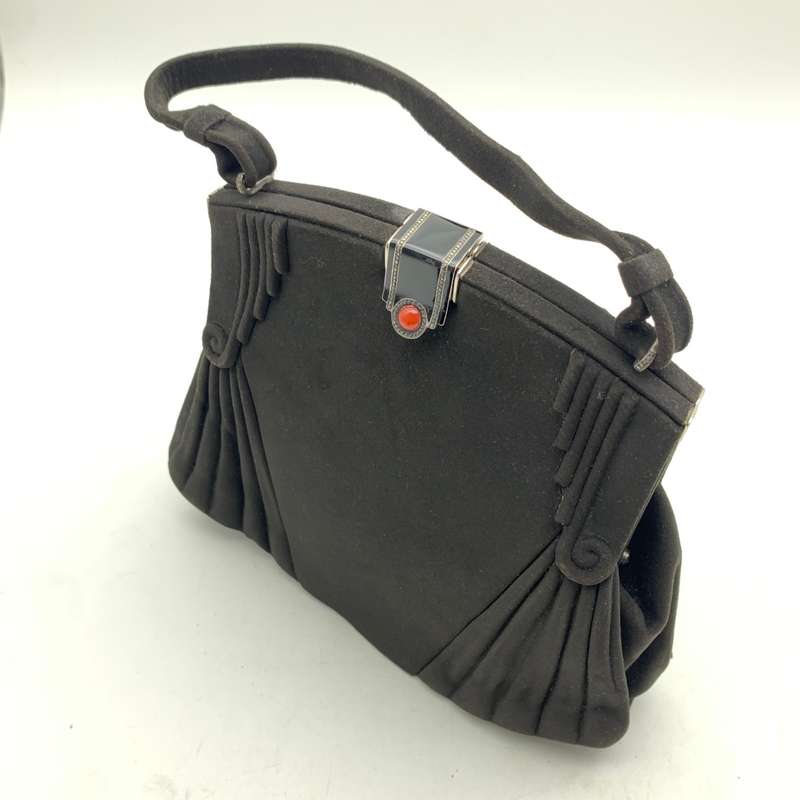 French 'Art Deco' Evening Bag with Silver Enamelled Clasp
