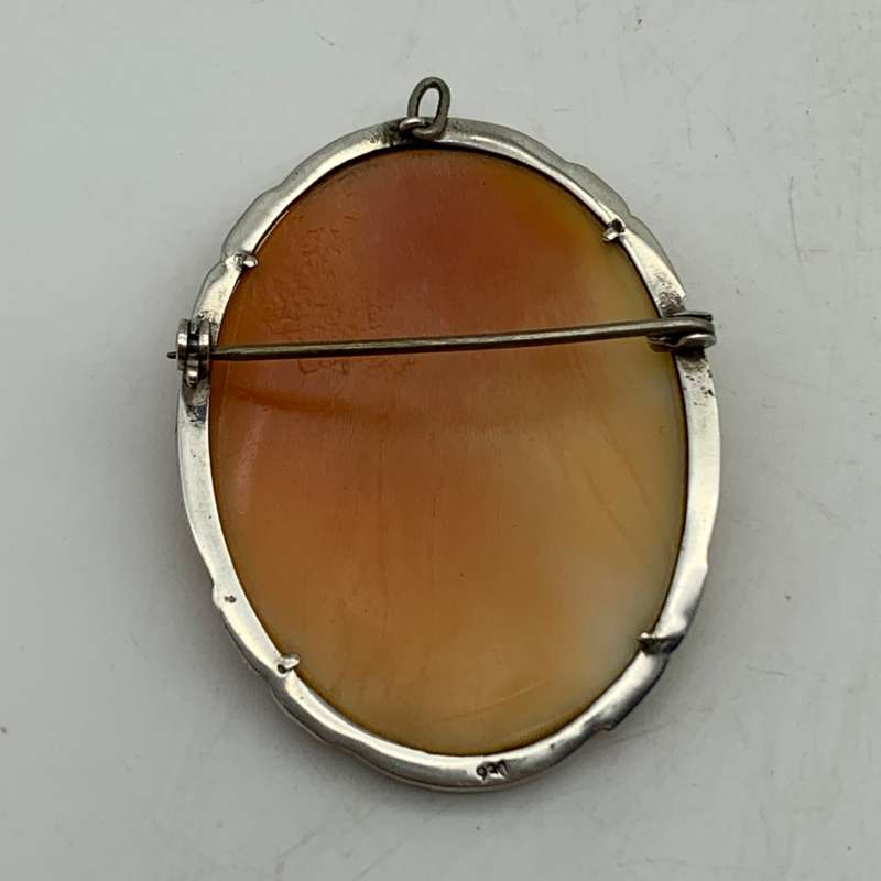 Vintage Silver & Marcasite Cameo Brooch or Pendant