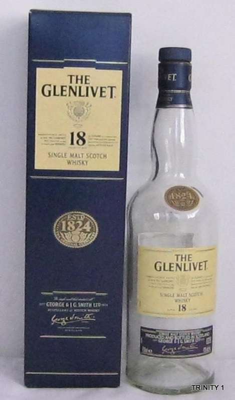 EMPTY GLENLIVET WHISKY  BOTTLE