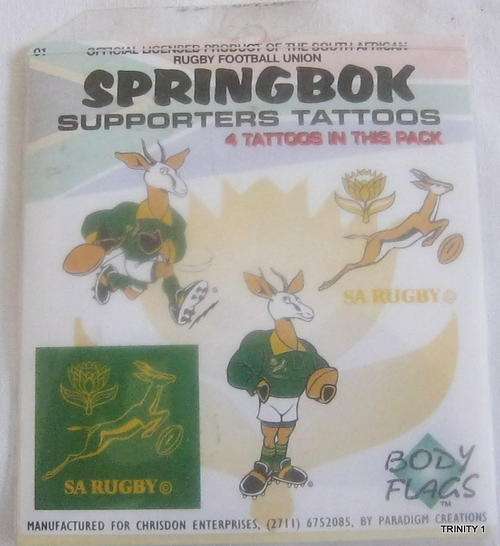 4 SPRINGBOK SUPPORTERS TATTOOS IN THIS PACK