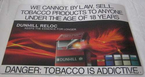 DUNHILL CIGARETTE COIN MAT  (+-42CM BY +-30CM)
