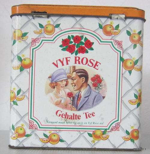 OLD FIVE ROSES TEA TIN(+-12CM BY 11.5CM HIGH)