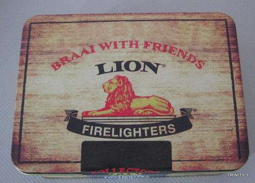 LION TIN PLUS RESEALABLE FIRELIGHTERS INSIDE(+-20.5CM BY 14.5CM )