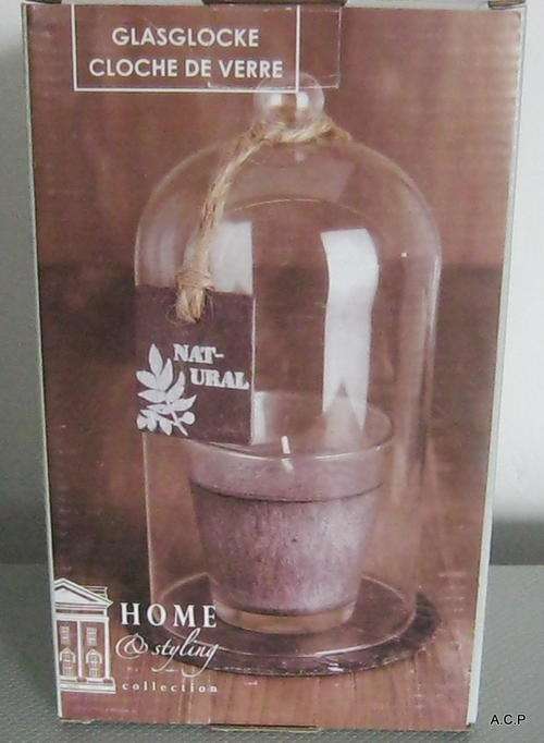 CANDLE WITH GLASS HOLDER - BELL GLASS GLAZEN STOLP