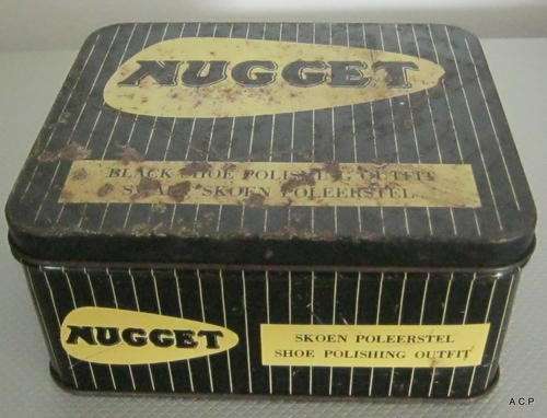 OLD NUGGET BLACK SHOE POLISH TIN(+-15CM X 12.5CM X 7CM)