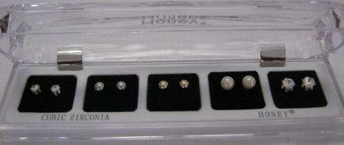 5 PAIRS OF HONEY EARRINGS(CUBIC ZIRCONIA)