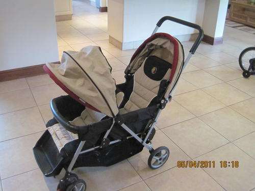 Mamalove Twin Stroller - Cream and Black