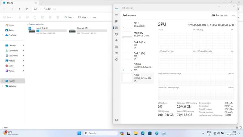 Victus by HP Laptop 16-d0019ni Intel Core i5-11400H, 32GB ram, 3050Ti