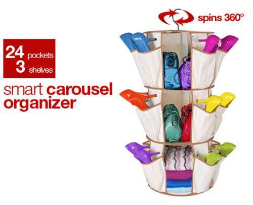 **FREE COMBINED SHIPPING!** CAROUSEL ORGANISER IN HANDY CARRY/STORAGE ZIPPER BAG- *AS SEEN ON TV*