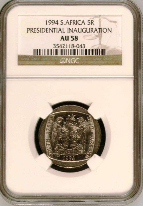 **FREE COMBINED SHIPPING** NGC GRADE AU 58 1994 INAUGURATION R5 COINS **CBV R 268.91**