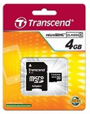 *GENIUNE* TRANSCEND 4GB MICRO {CLASS 4} SDHC MEMORY CARD & SD ADAPTER **LIFETIME WARRANTY**