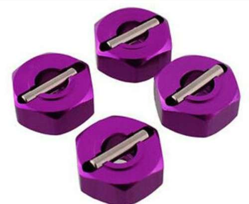 4Pcs Purple Hex 12mm Wheel Mounts and pins for 1:10 RC
