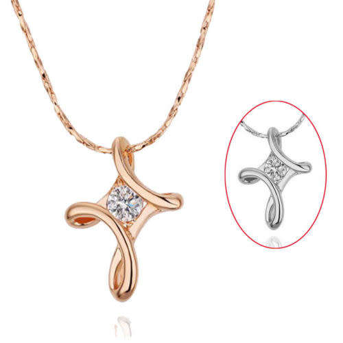 Silver jewelry Crystal Rhinestone Infinity Cross Necklace Pendant