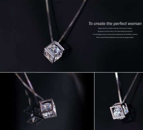 1pc silver magic cube pendant chain necklace Jewelry elegant fashion women