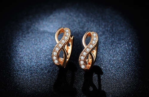 18K Gold Plated CZ diamond Hoop Earrings Engagement jewellery for women