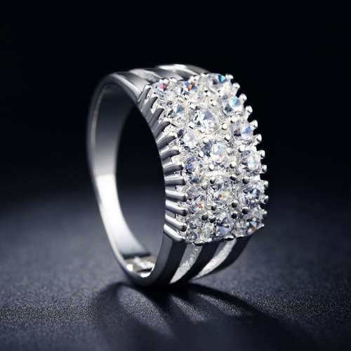S925 stamped Ring for Women with Simulated Diamonds size 8 US