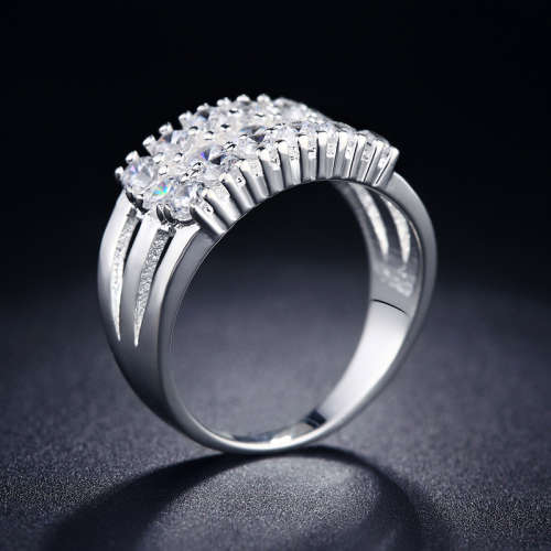 S925 stamped Ring for Women with Simulated Diamonds size 8 US