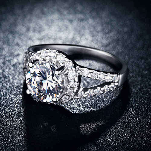 White gold filled jewellery luxury vintage zirconia ring size 8 US