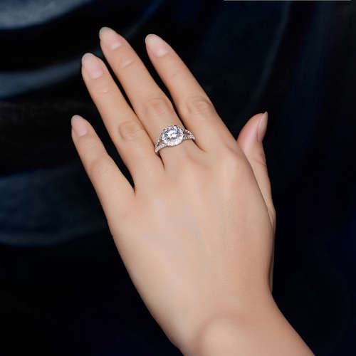White gold filled jewellery luxury vintage zirconia ring size 8 US