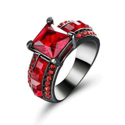 14KT Black Gold Filled Ruby Ring size 7